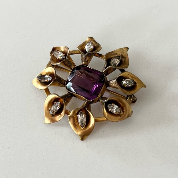 Vintage Glass Crystal Brooch - Picture 8 of 9